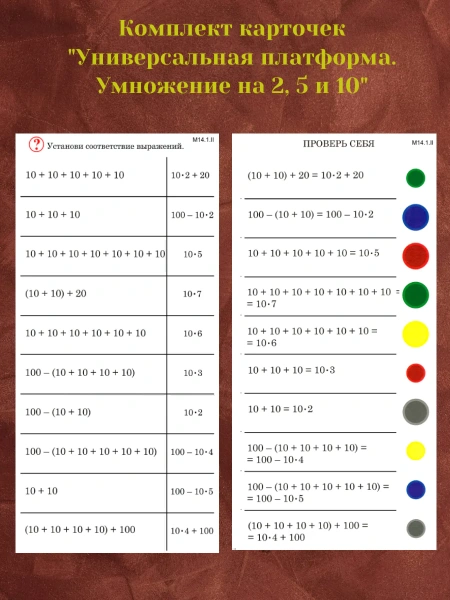 Комплект карточек «Универсальная платформа. Умножение на 2, 5 и 10» (10 шт.)